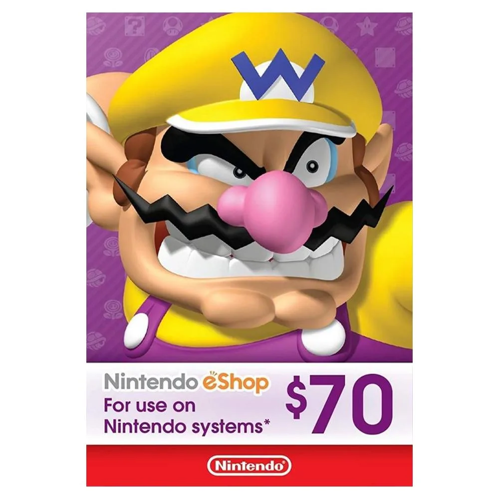 Nintendo eShop Switch / 3DS / WII U – Cartão $70 Dólares – USA – WOW Games