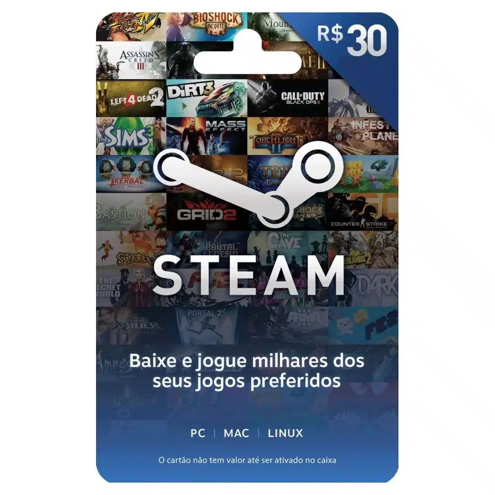 Cartão Presente Steam R$ 30 Reais